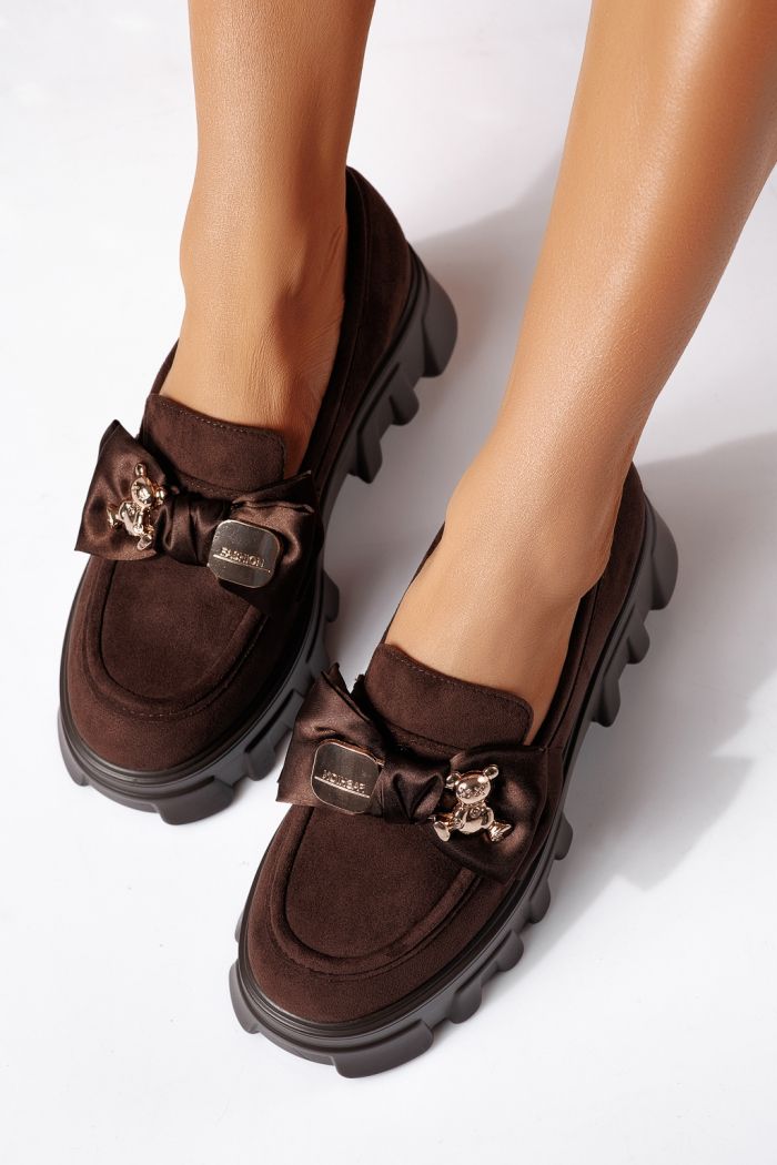 Всекидневни дамски обувки кафяви от обърната еко кожа Natalia2 #24481