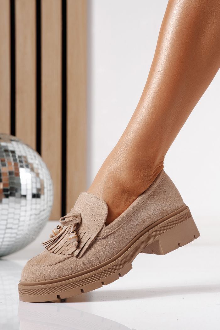 Всекидневни дамски обувки каки от обърната еко кожа Eliana #24439