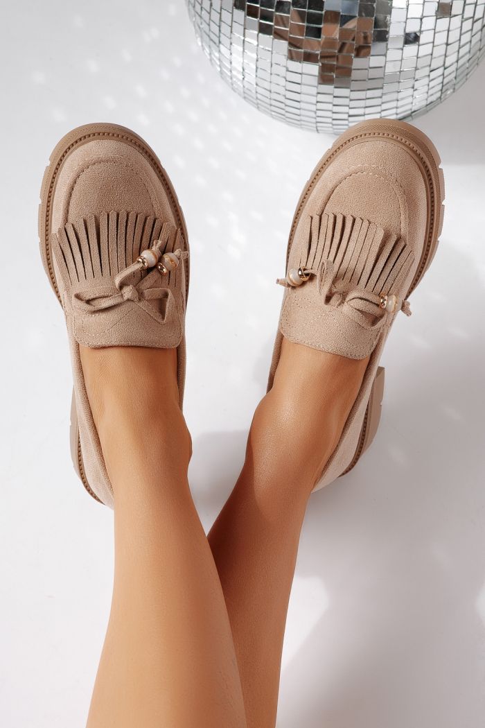 Всекидневни дамски обувки каки от обърната еко кожа Eliana #24439