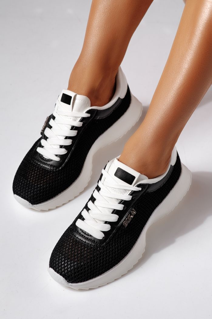 Дамски маратонки черни от текстилен материал Elah #24464