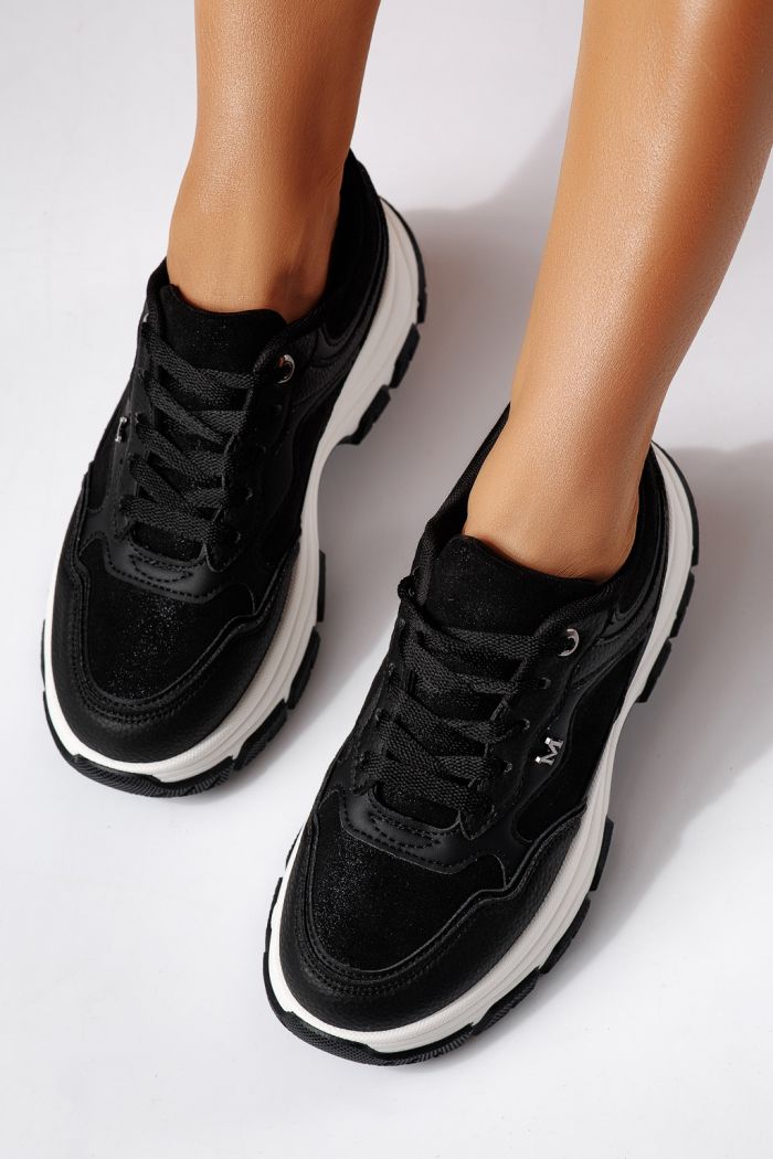 Дамски маратонки черни от еко кожа Savina #24495