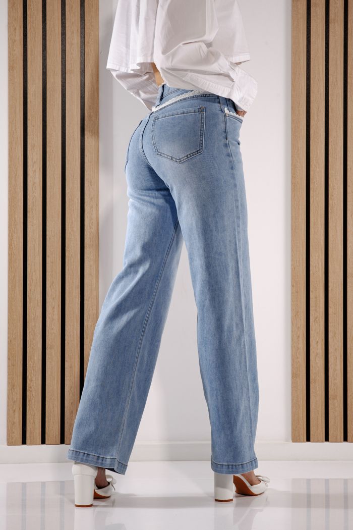 Дънки Wide Leg Дамски Calina Сини #A1386