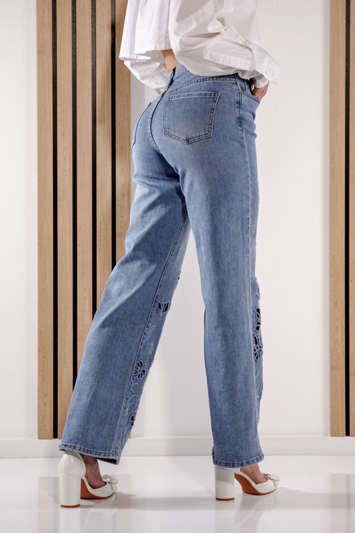 Разкроени дамски дънки Alyona Сини #A1383