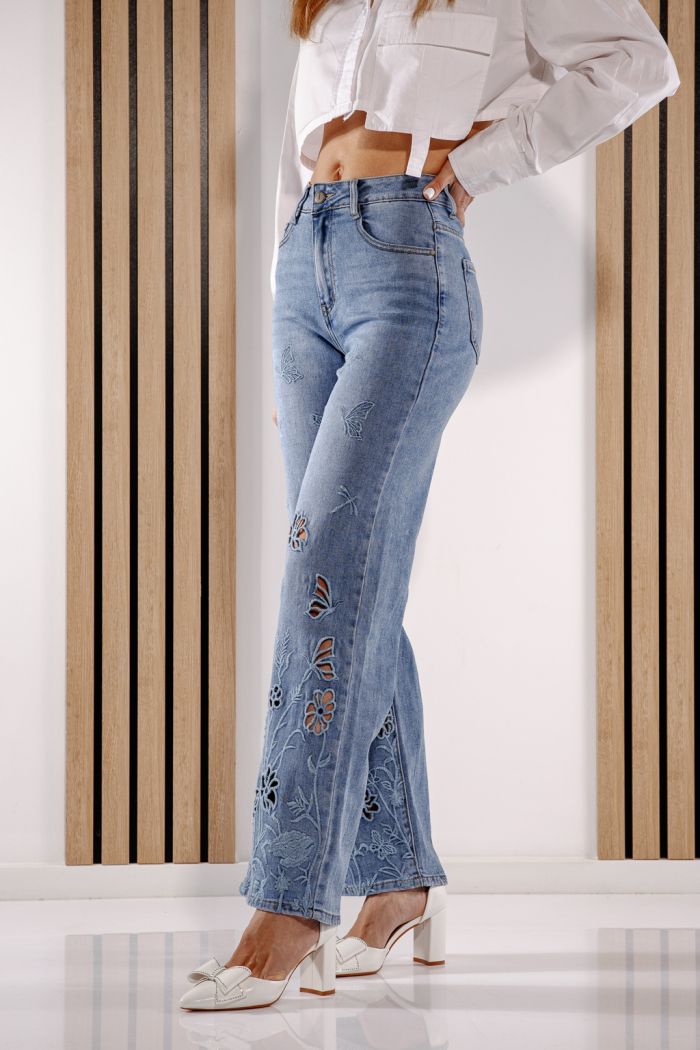 Разкроени дамски дънки Alyona Сини #A1383