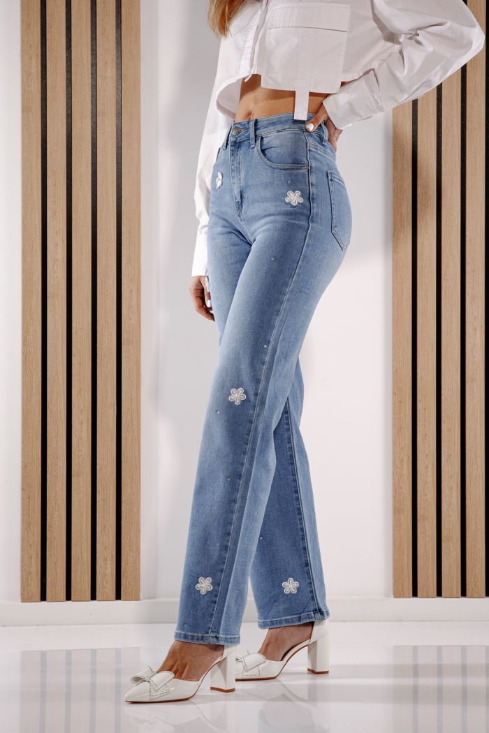 Разкроени дамски дънки Alane Сини #A1374