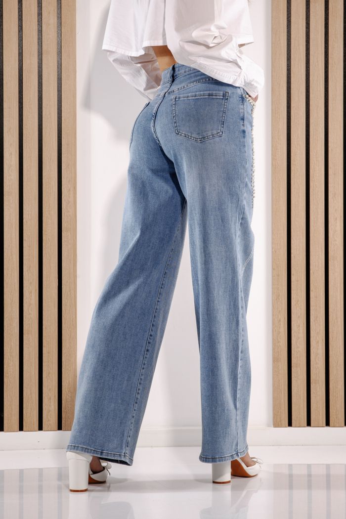 Дънки Wide Leg Дамски Alena Сини #A1380