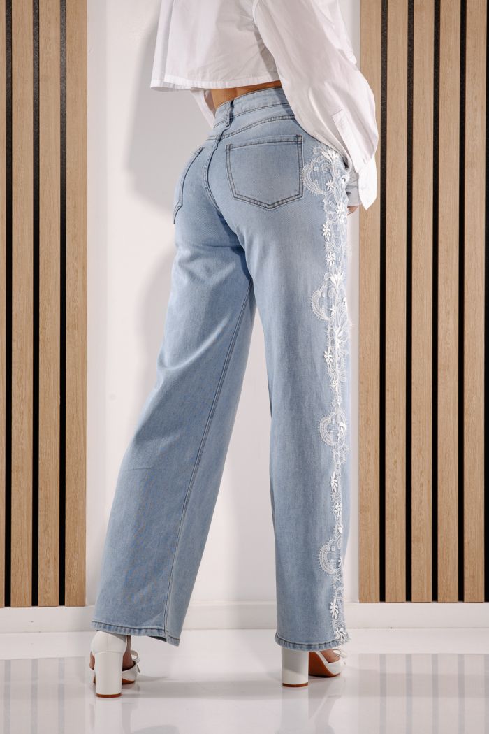 Дънки Wide Leg Дамски Calina Сини #A1385