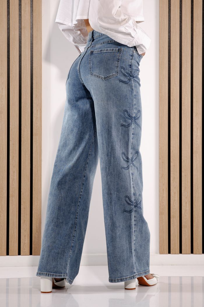 Дънки Wide Leg Дамски Elaine Сини #A1377