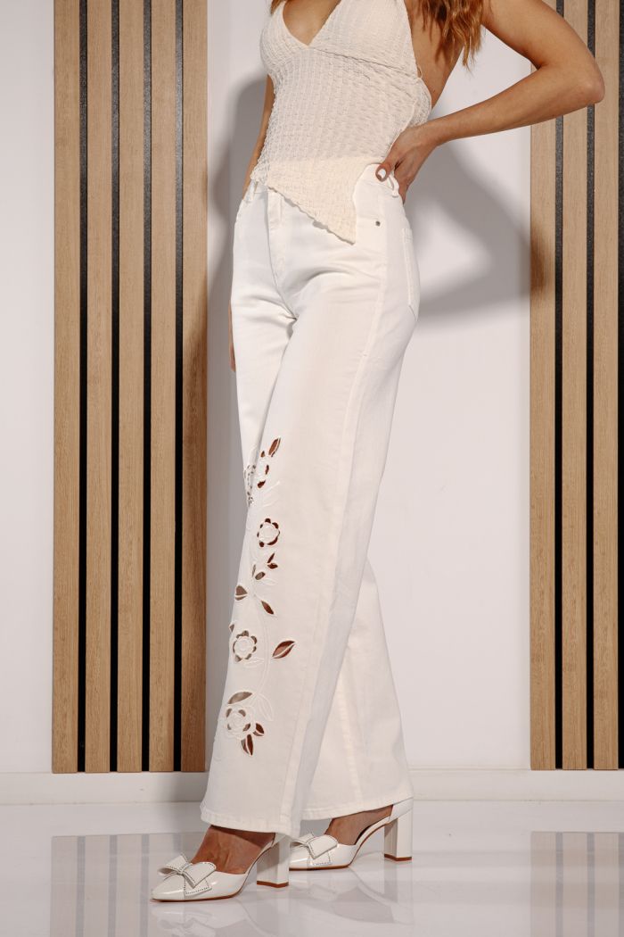 Разкроени дамски дънки Akeila бели #A1382