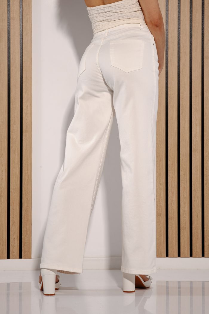 Разкроени дамски дънки Akeila бели #A1382