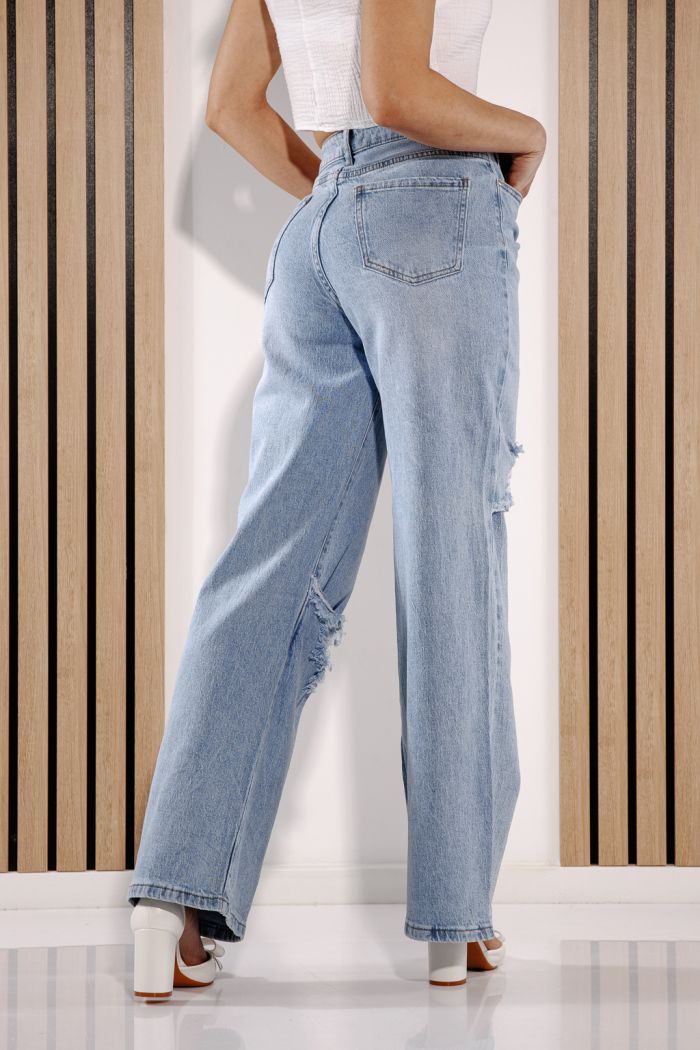 Дънки Wide Leg Дамски Elida Сини #A1378