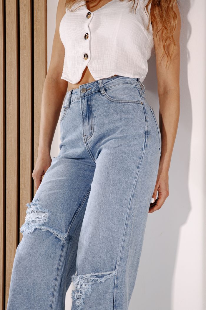 Дънки Wide Leg Дамски Elida Сини #A1378