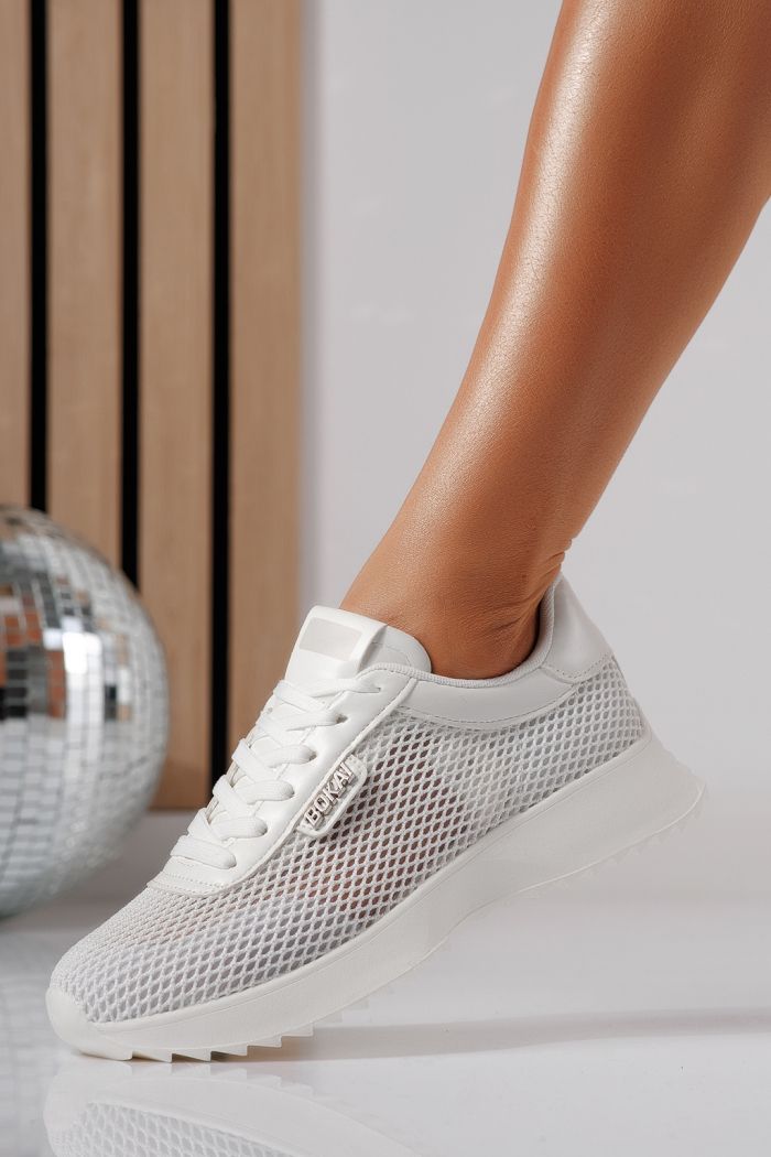 Дамски маратонки бели от текстилен материал Elah #24463