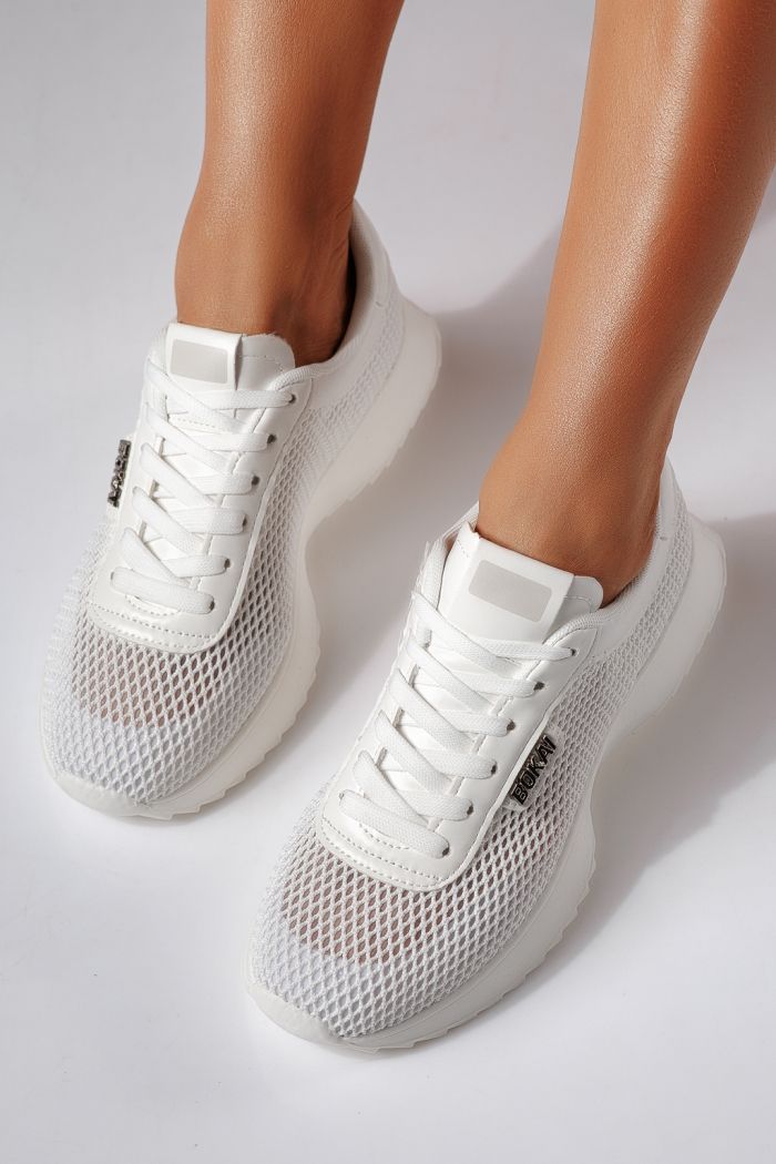 Дамски маратонки бели от текстилен материал Elah #24463