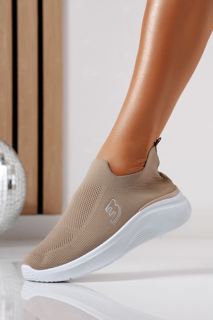 Дамски маратонки каки от текстилен материал Alona #24458