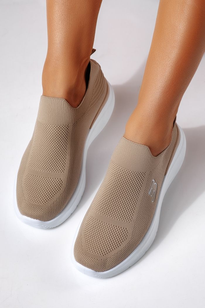 Дамски маратонки каки от текстилен материал Alona #24458