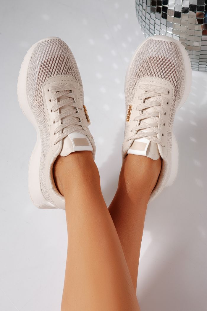 Дамски маратонки бежови от текстилен материал Elah #24462