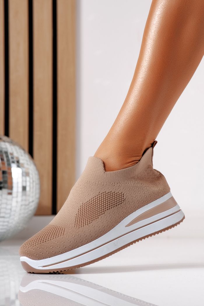 Дамски маратонки каки от текстилен материал Fausta #24469