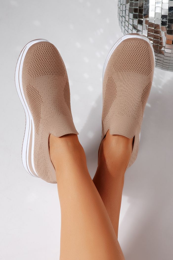 Дамски маратонки каки от текстилен материал Fausta #24469