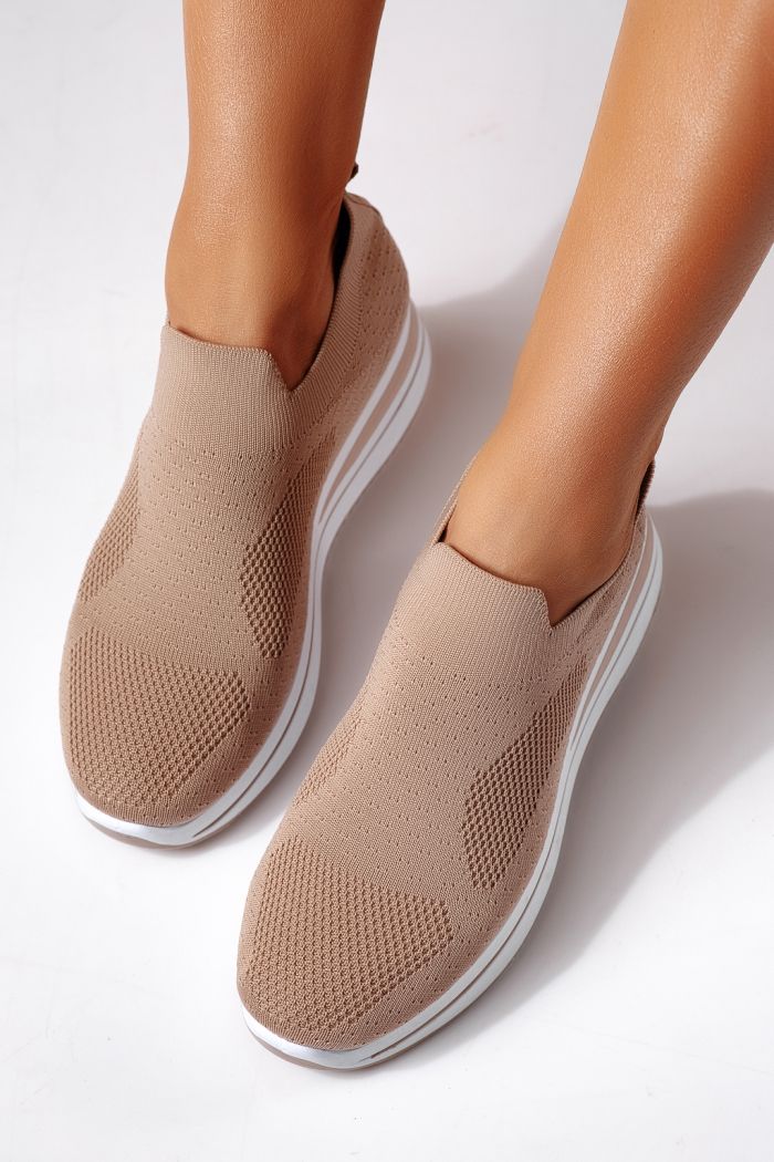 Дамски маратонки каки от текстилен материал Fausta #24469