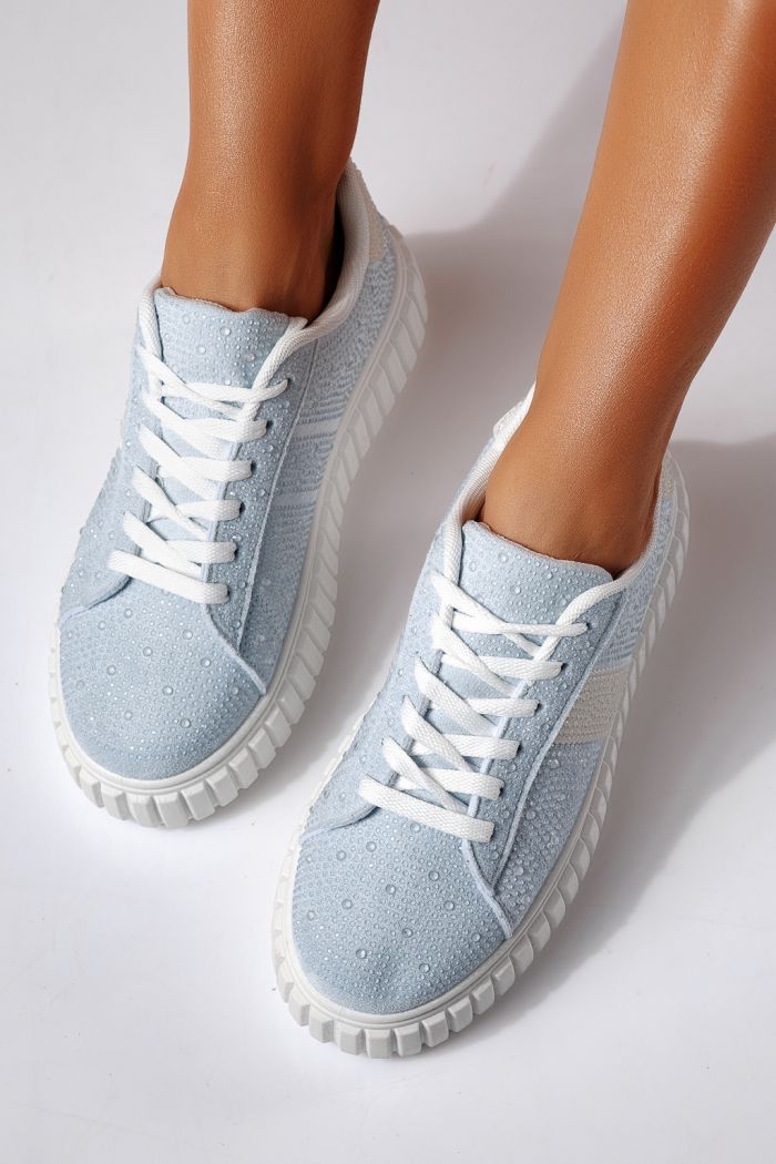 Дамски сини велурени маратонки Loris #24400