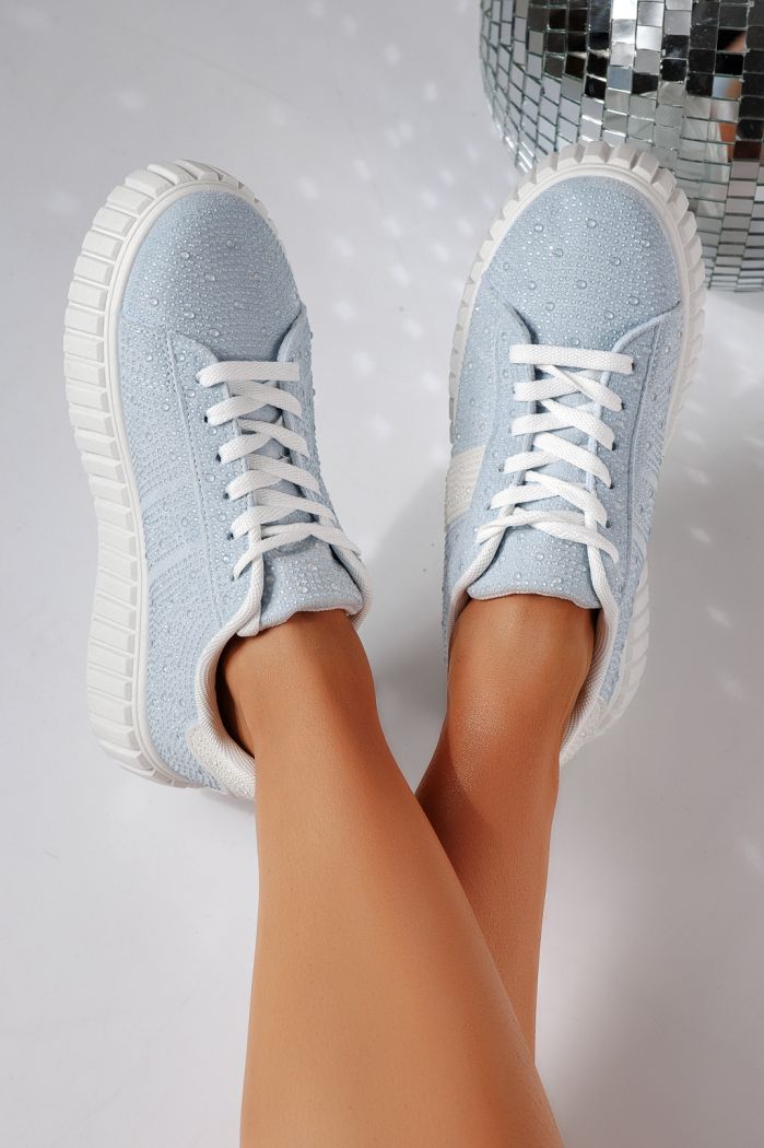 Дамски сини велурени маратонки Loris #24400