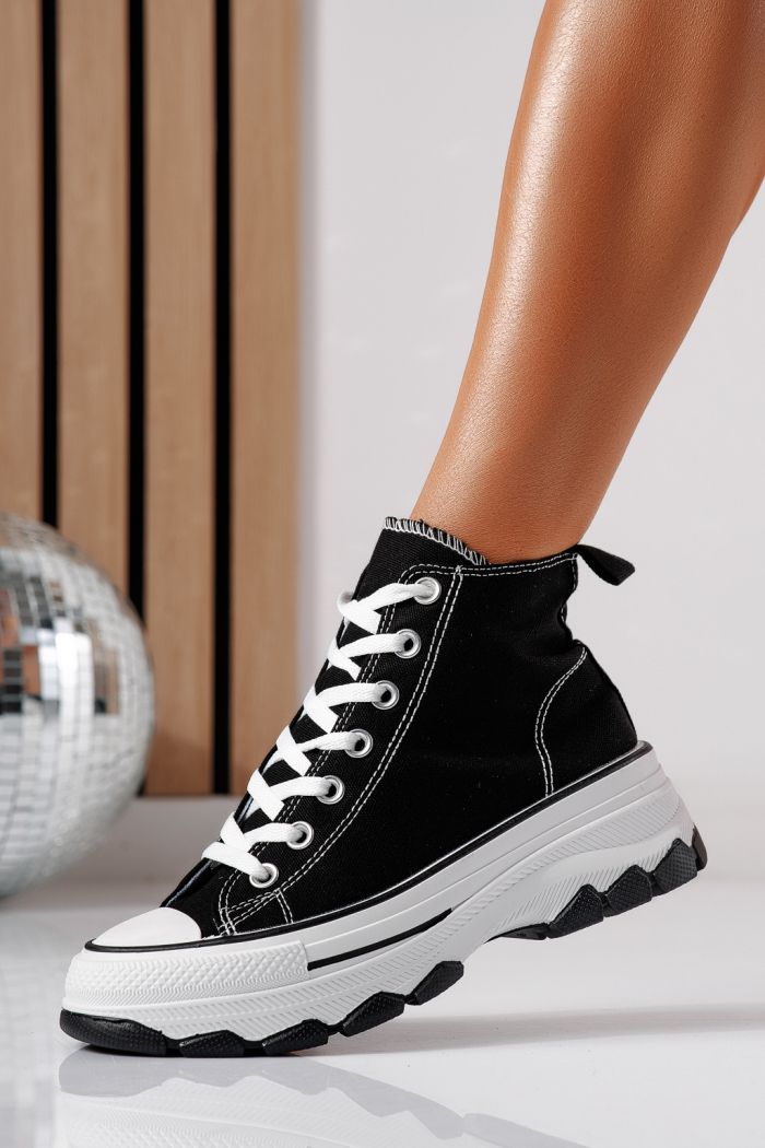 Дамски маратонки черни от текстилен материал Vanda #24489