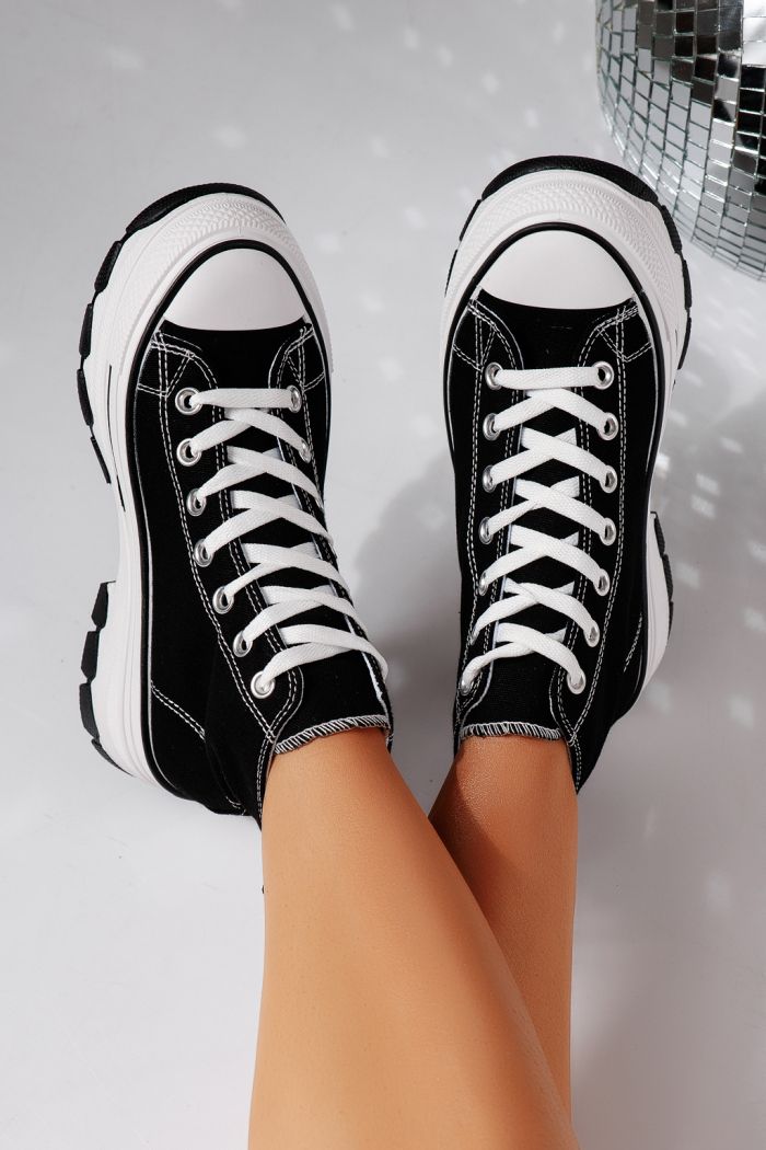 Дамски маратонки черни от текстилен материал Vanda #24489