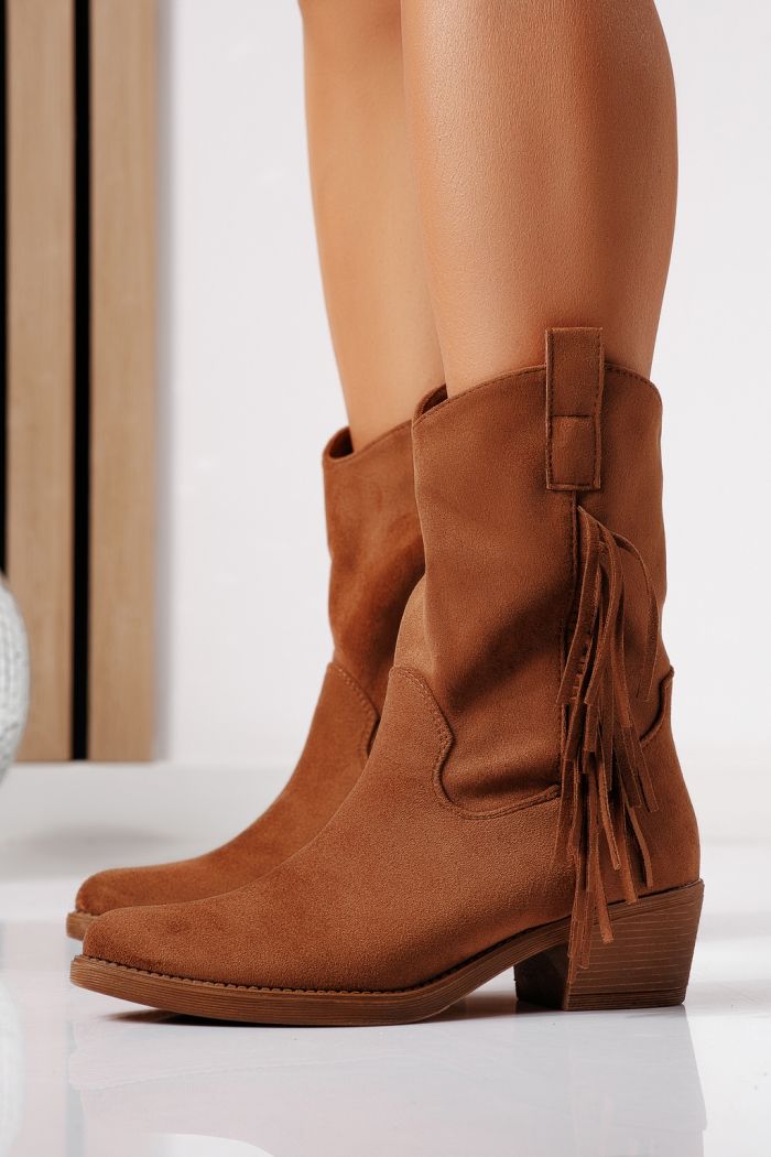 Дамски ботуши кафяви от обърната еко кожа Avia #24425