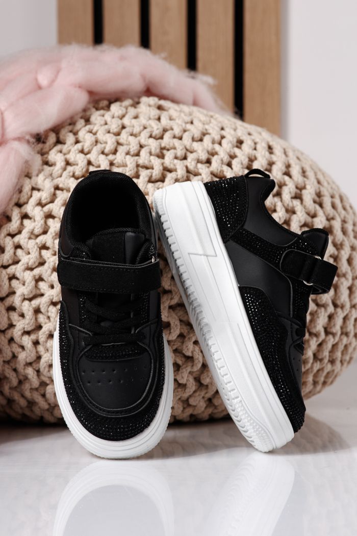 Черни детски маратонки от екокожа Aris #24399