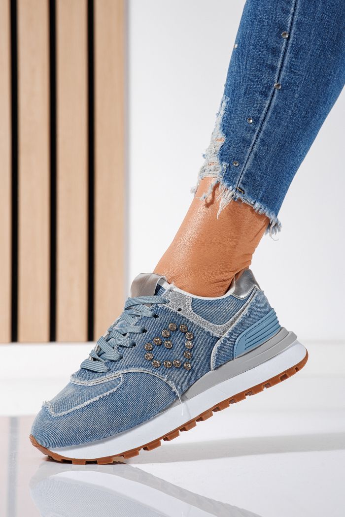 Дамски маратонки сини от текстилен материал Elsa #24496