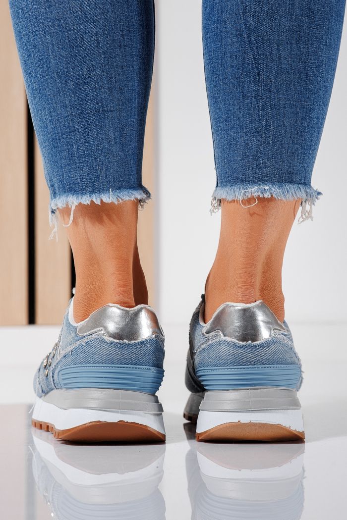 Дамски маратонки сини от текстилен материал Elsa #24496