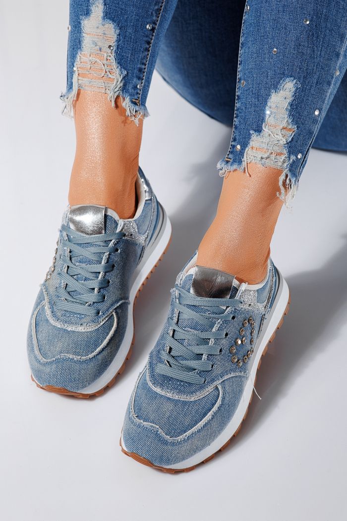 Дамски маратонки сини от текстилен материал Elsa #24496