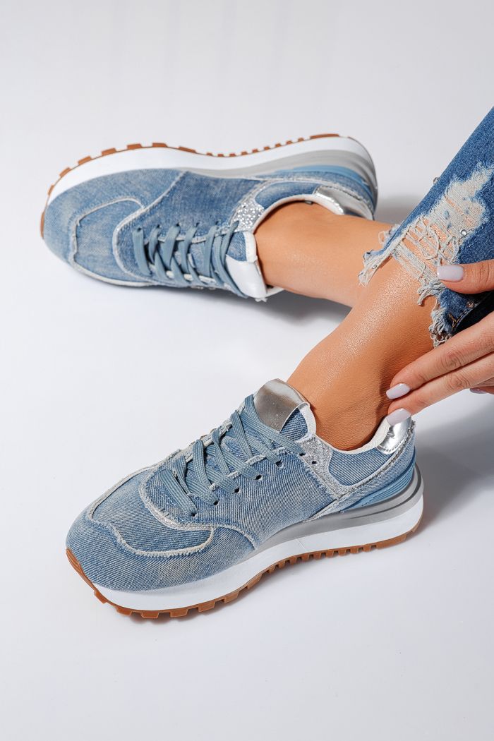 Дамски маратонки сини от текстилен материал Elsa #24496