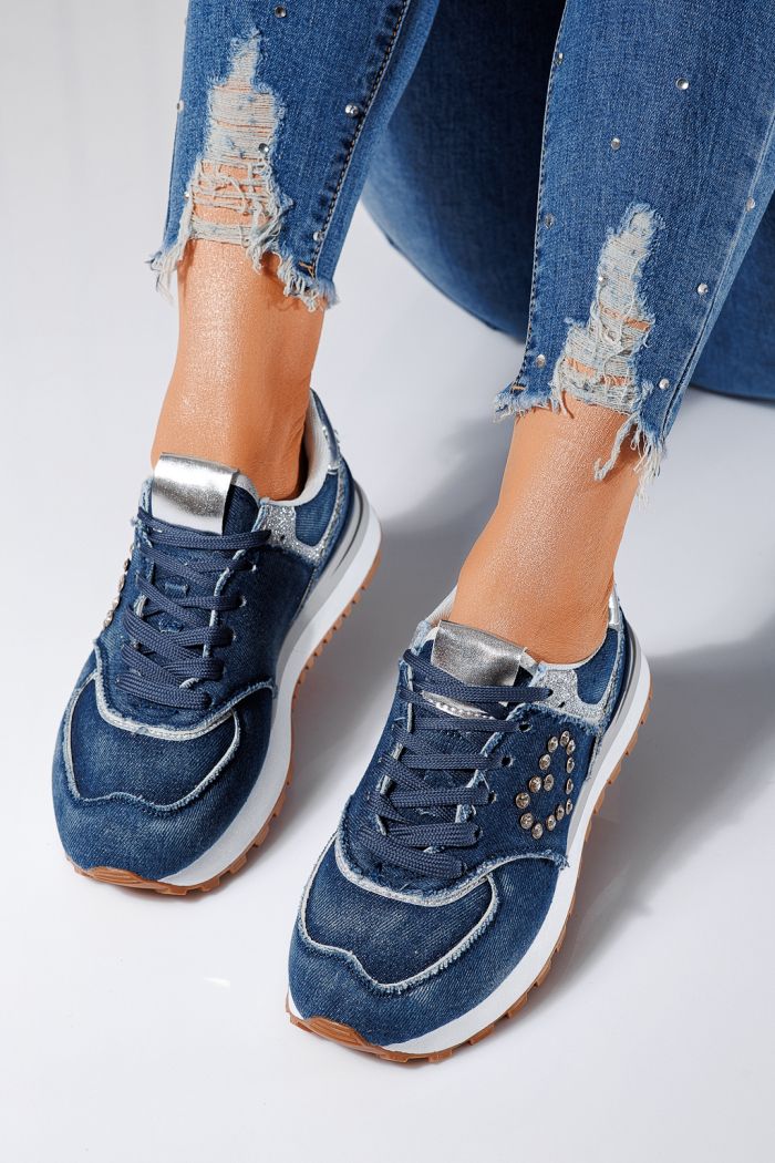 Дамски маратонки сини от текстилен материал Elsa #24497