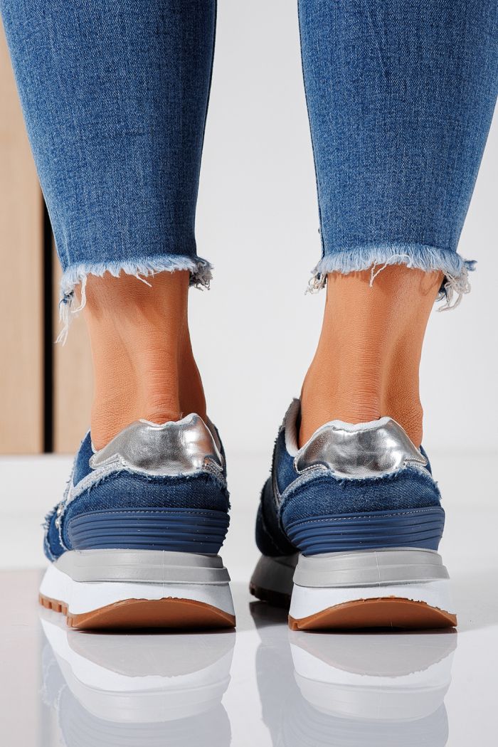 Дамски маратонки сини от текстилен материал Elsa #24497