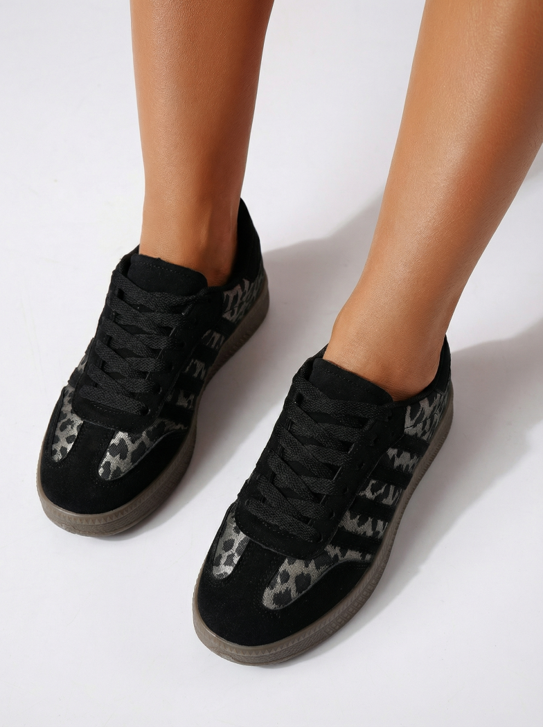 Дамски маратонки черни от обърната еко кожа Liza #24502