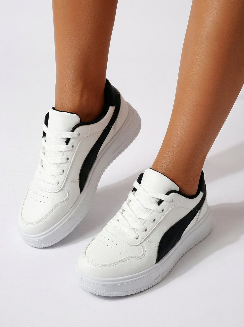 Дамски маратонки бели от еко кожа Natalia #24500