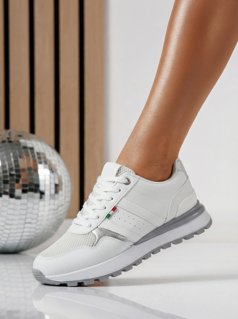 Дамски маратонки бели от еко кожа Zhanna #24507