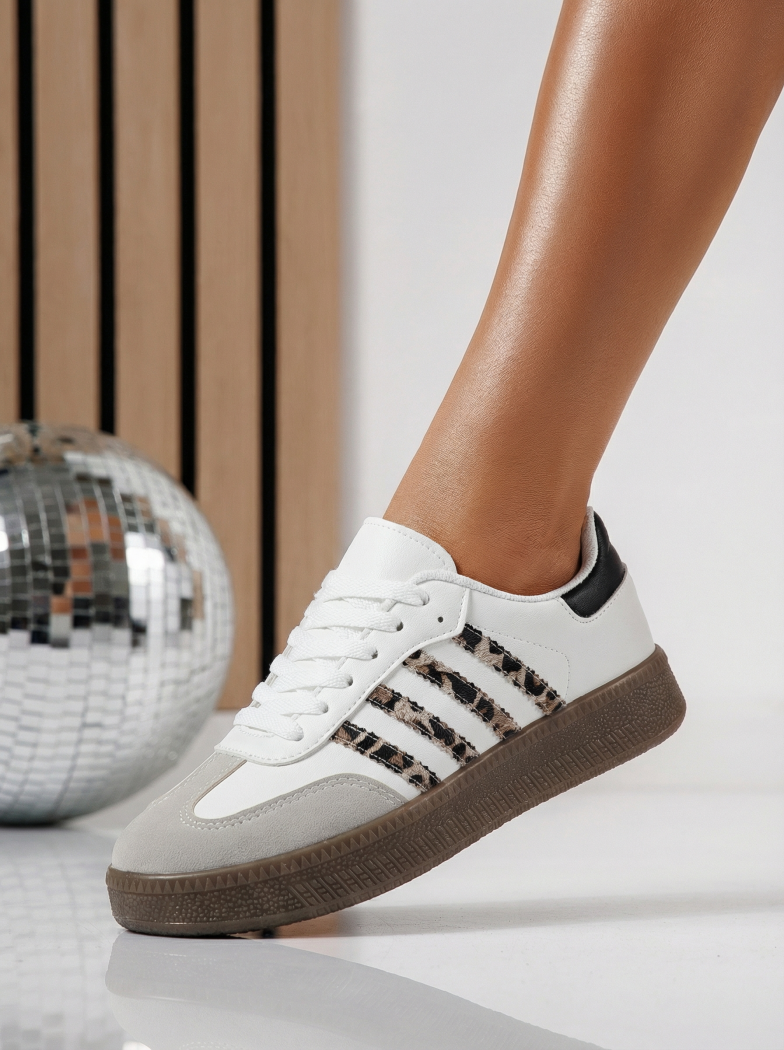 Дамски маратонки бели от обърната еко кожа Liza #24504