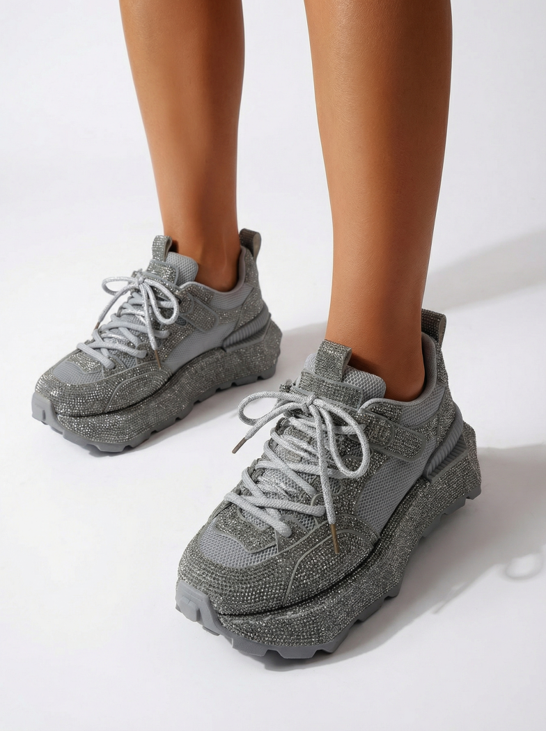Дамски маратонки сиви от текстилен материал Ester #24510