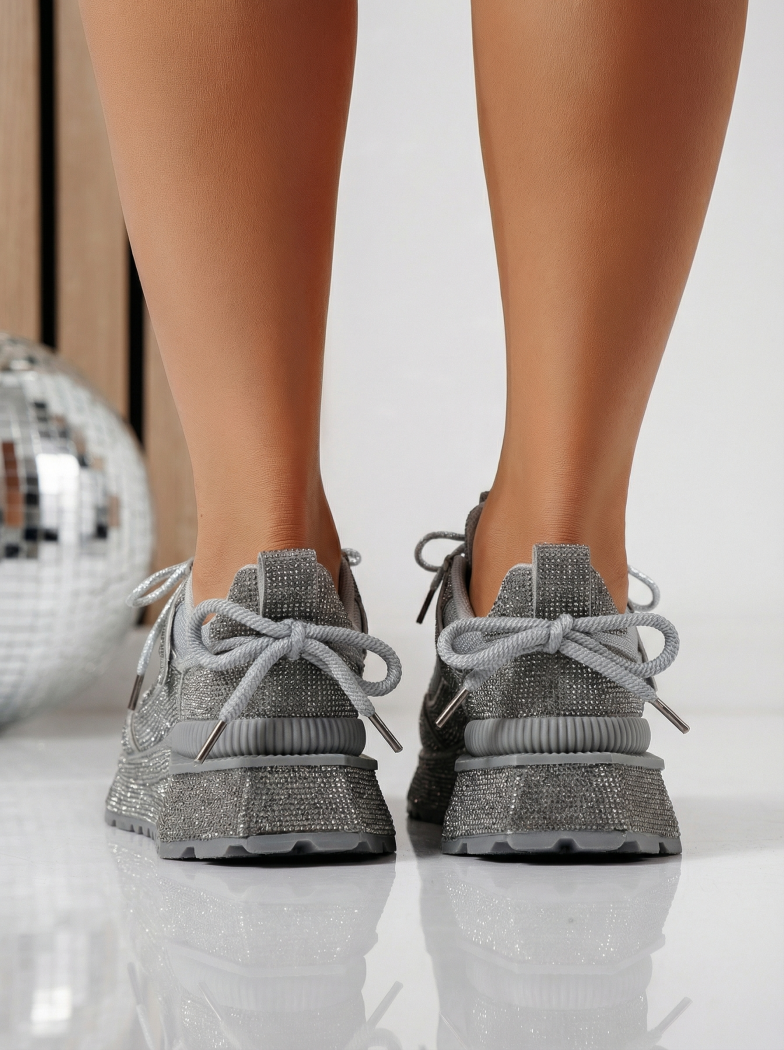 Дамски маратонки сиви от текстилен материал Ester #24510