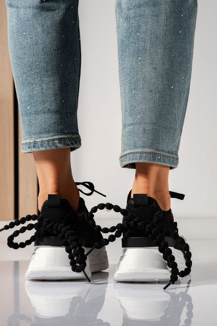 Дамски маратонки черни от еко кожа Maddy #24530