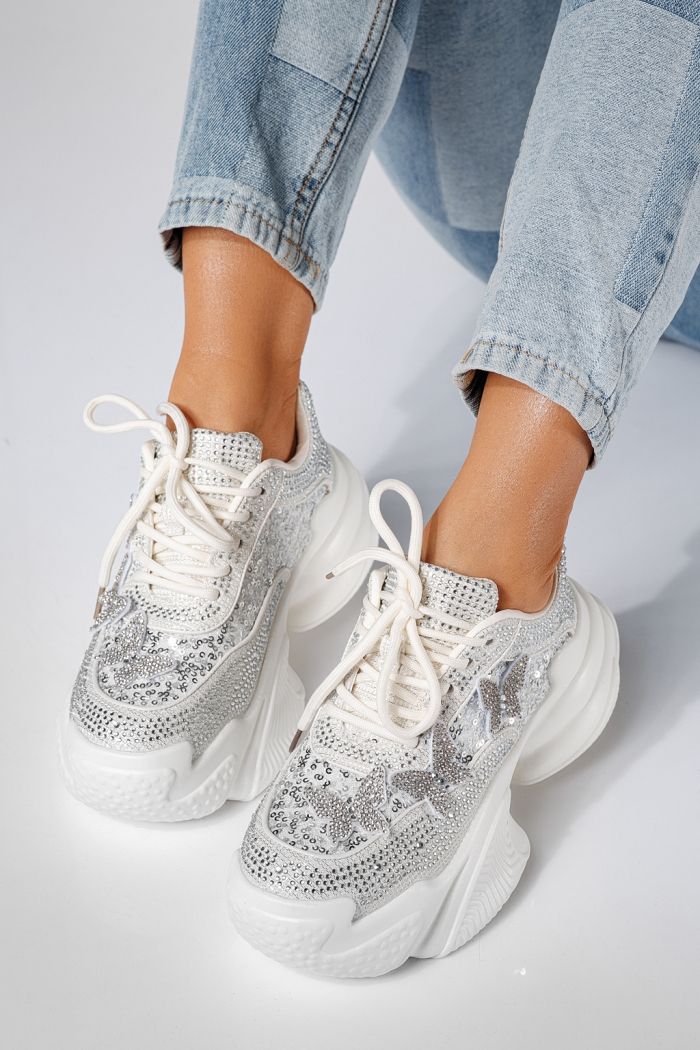 Дамски маратонки бели от текстилен материал intoarsa Evelyn #24534