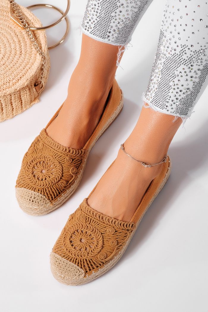 Дамски еспадрили кафяви от обърната еко кожа Emma #24539