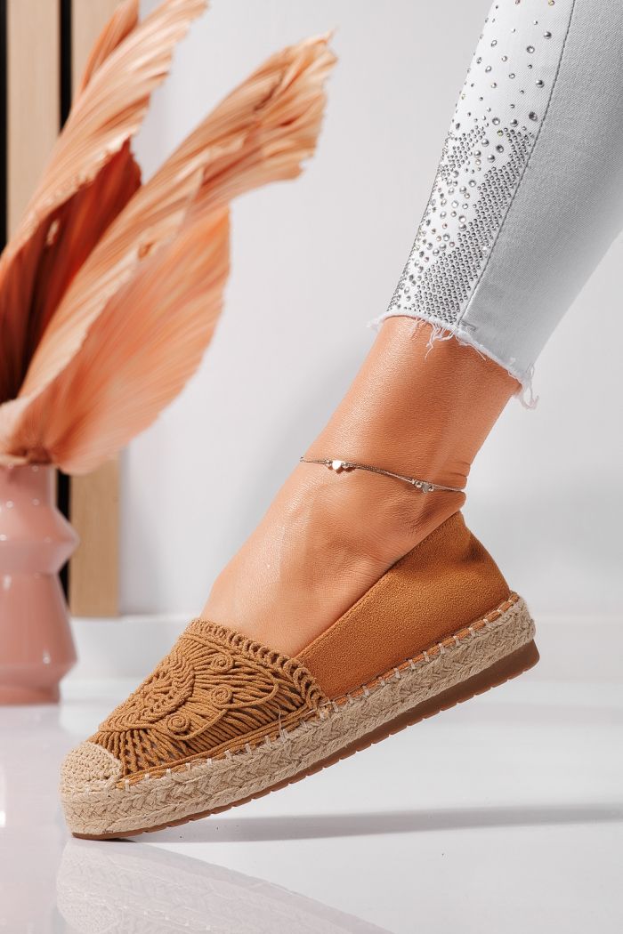 Дамски еспадрили кафяви от обърната еко кожа Emma #24539