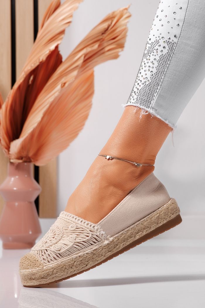 Дамски еспадрили бежови от обърната еко кожа Emma #24540