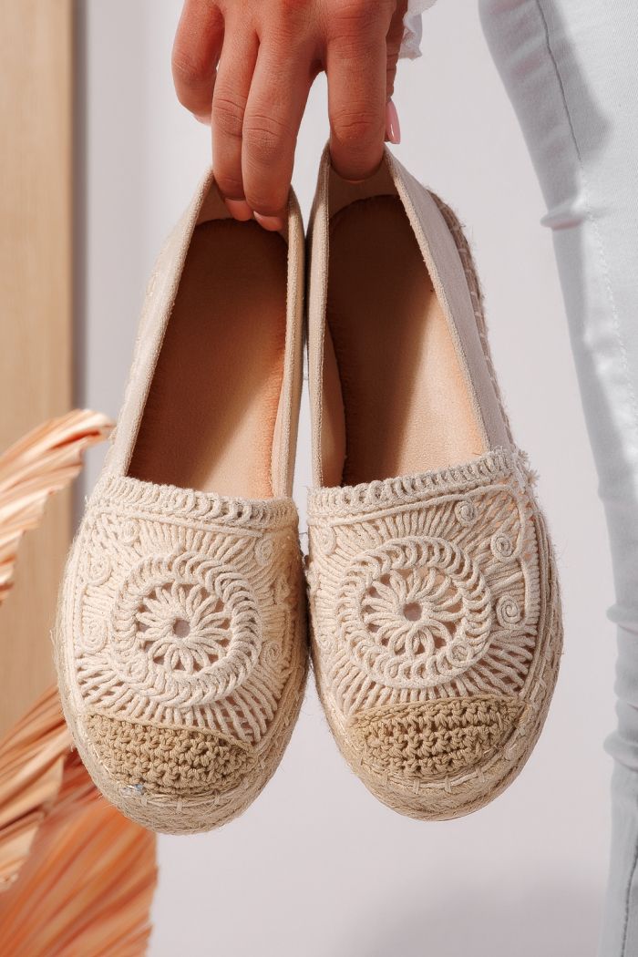 Дамски еспадрили бежови от обърната еко кожа Emma #24540