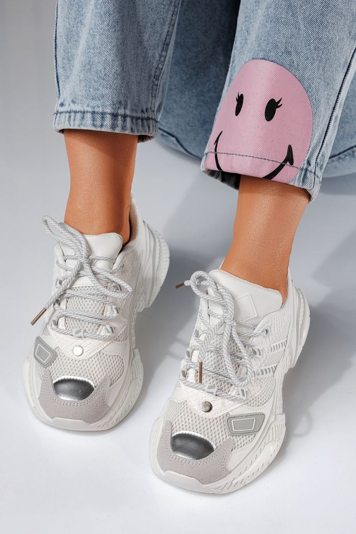 Дамски маратонки бели от еко кожа Devi #24543