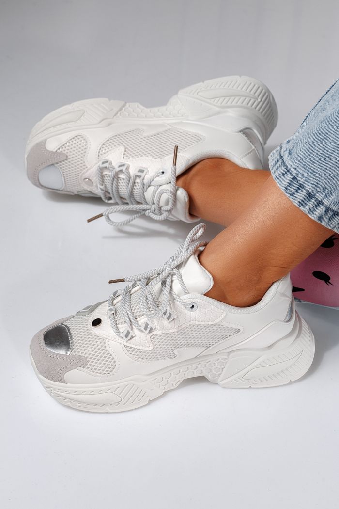 Дамски маратонки бели от еко кожа Devi #24543